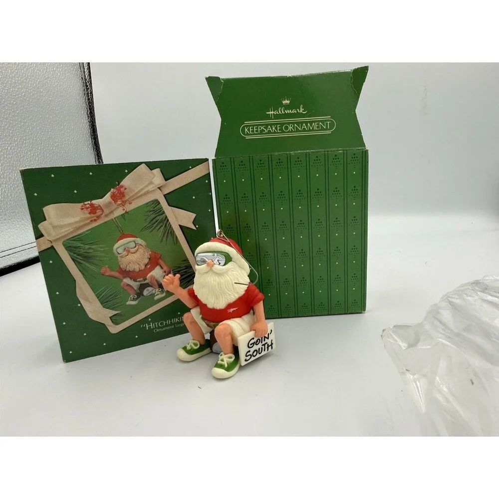1983 Vintage Hallmark Keepsake Christmas Ornament  Hitchhiking Santa Goin' South